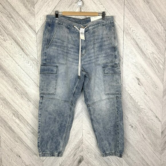 American Eagle Super High Rise Denim Jean Cargo Jogger Womens Plus Size 18 NWT - Picture 1 of 6